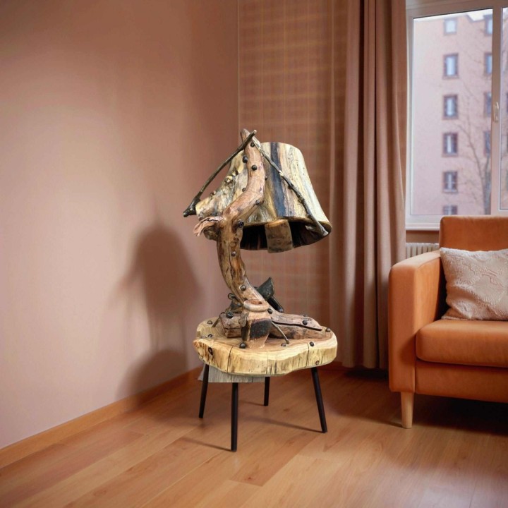 Veilleuse en Bois Sculpté