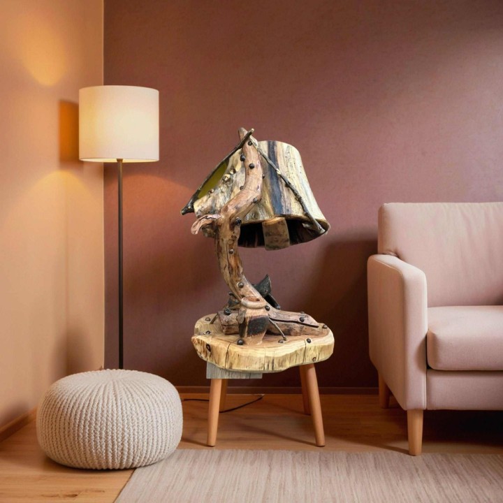 Veilleuse en Bois Sculpté