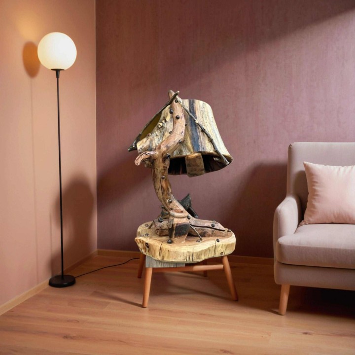 Veilleuse en Bois Sculpté