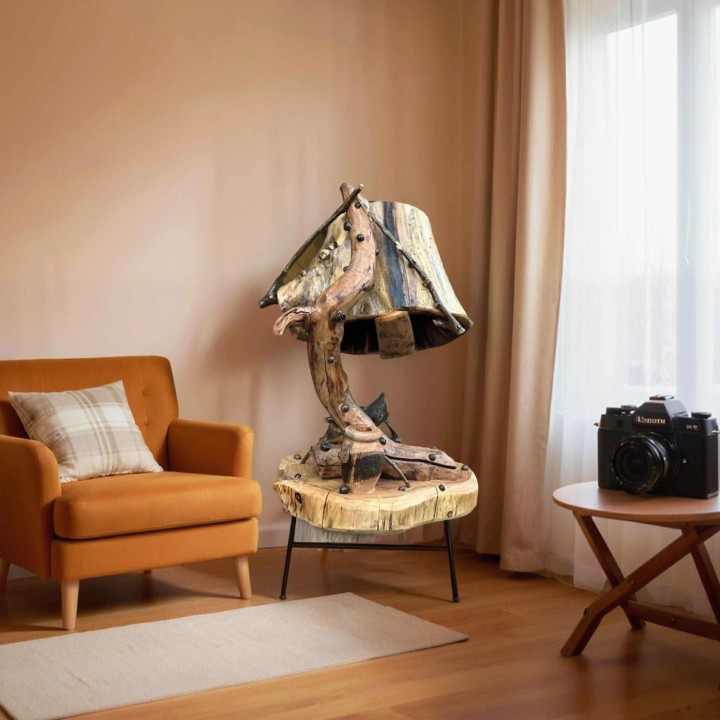 Veilleuse en Bois Sculpté