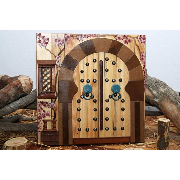 Maquette artistique de petite taille de la façade d'une maison traditionnelle tunisienne