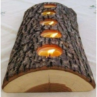 Rustic Wooden Candle Holder – Handmade Natural Decor
