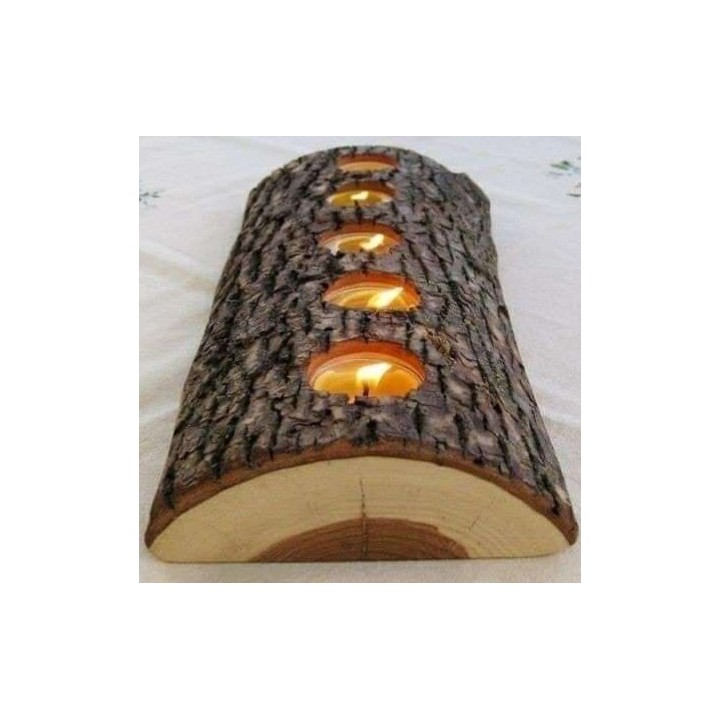 Rustic Wooden Candle Holder – Handmade Natural Decor
