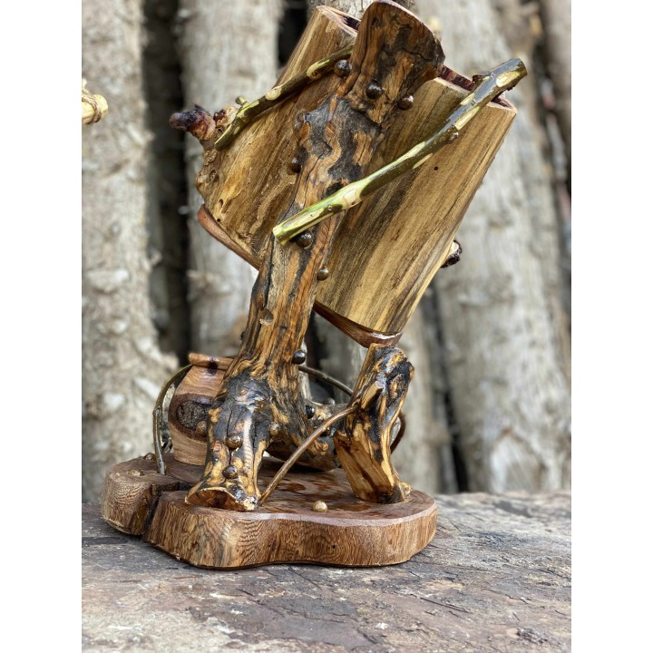 Veilleuse de Table de Nuit en Bois Sculpté