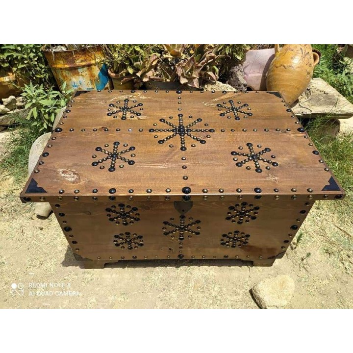 Coffre à bagages en bois massif