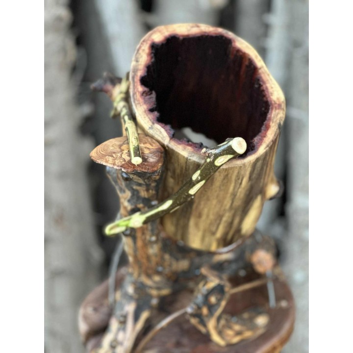 Veilleuse de Table de Nuit en Bois Sculpté